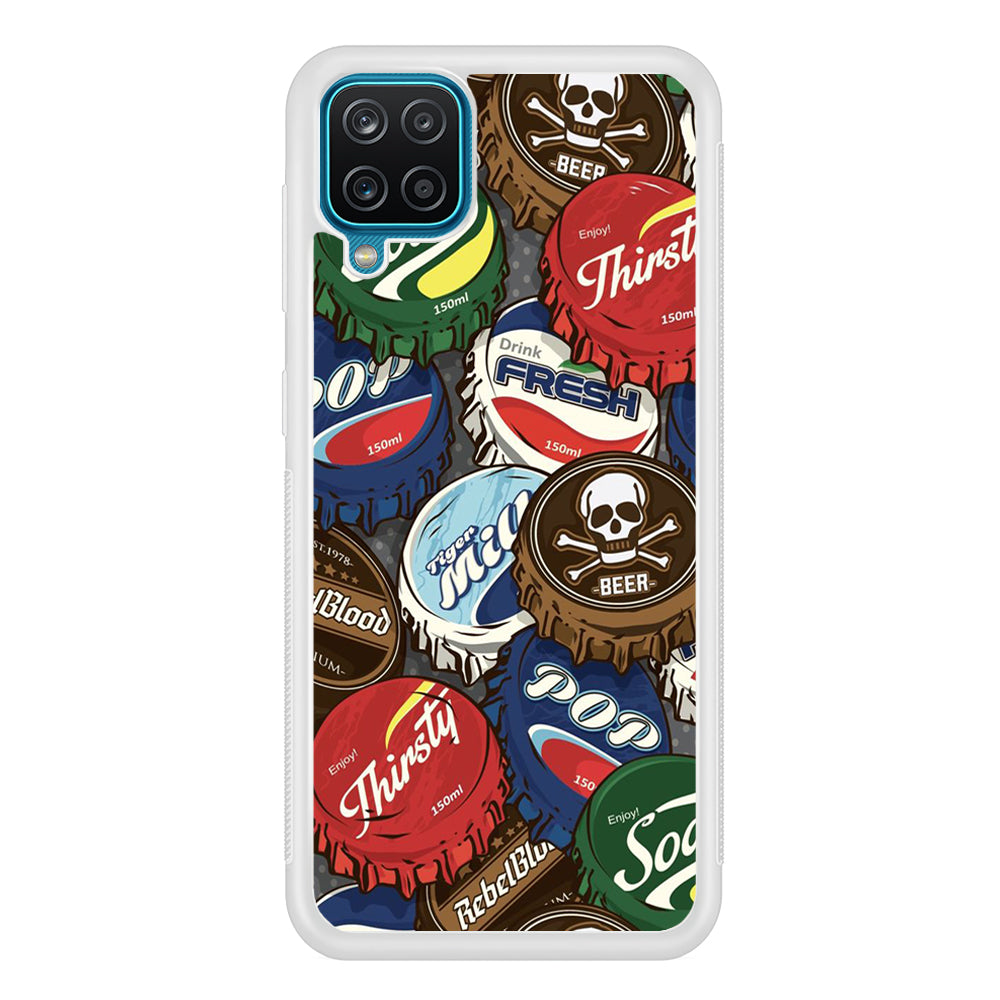 Bottle Cap Doodle Samsung Galaxy A12 Case-Phone Case-Rubber White (2D Case)-Altracase