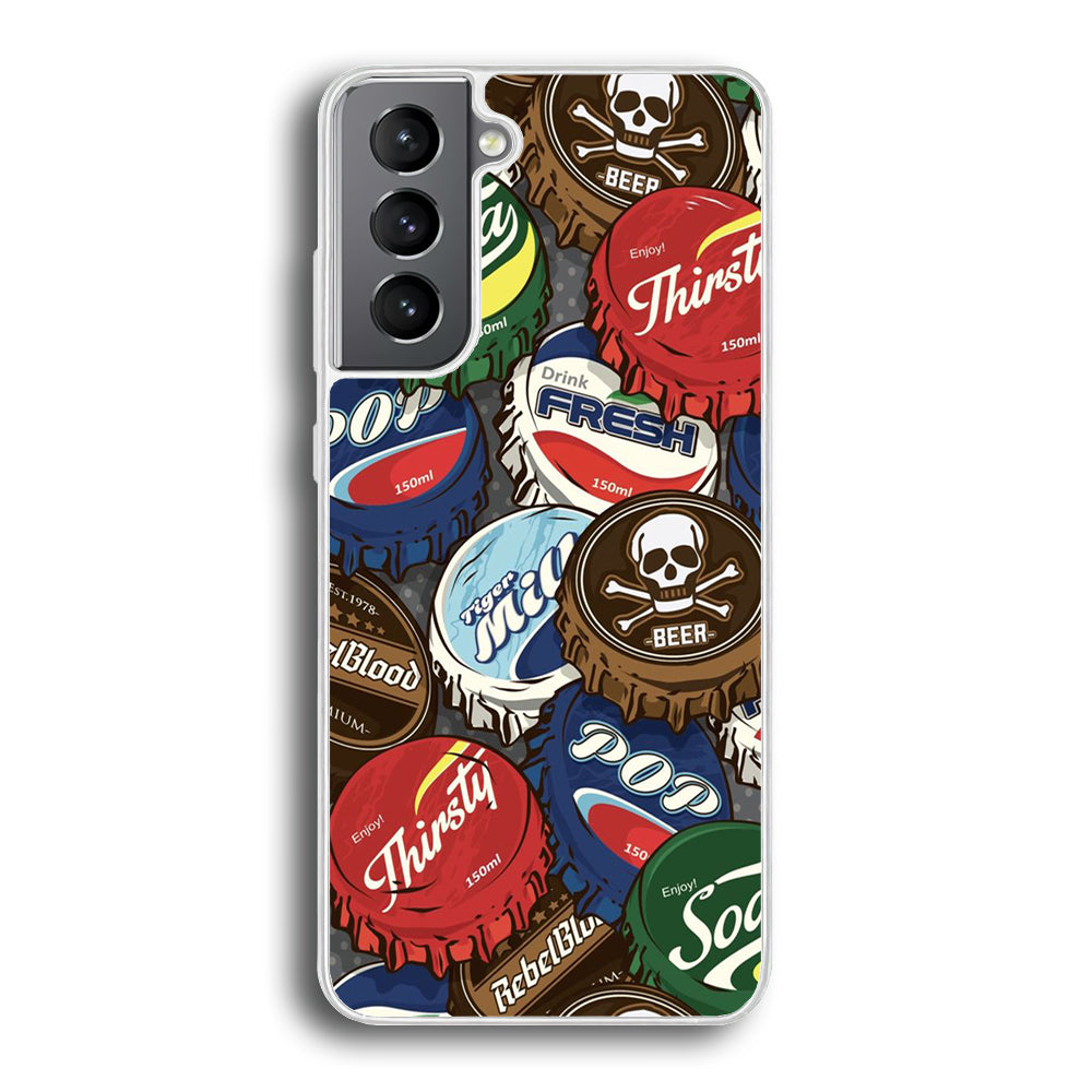 Bottle Cap Doodle Samsung Galaxy S21 Plus Case-Phone Case-Rubber White (2D Case)-Altracase