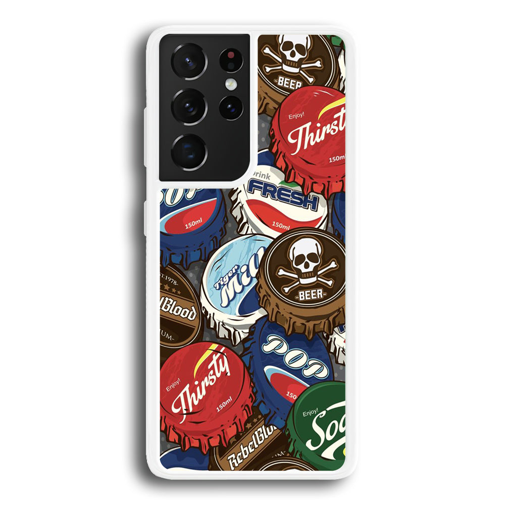 Bottle Cap Doodle Samsung Galaxy S21 Ultra Case-Phone Case-Rubber White (2D Case)-Altracase