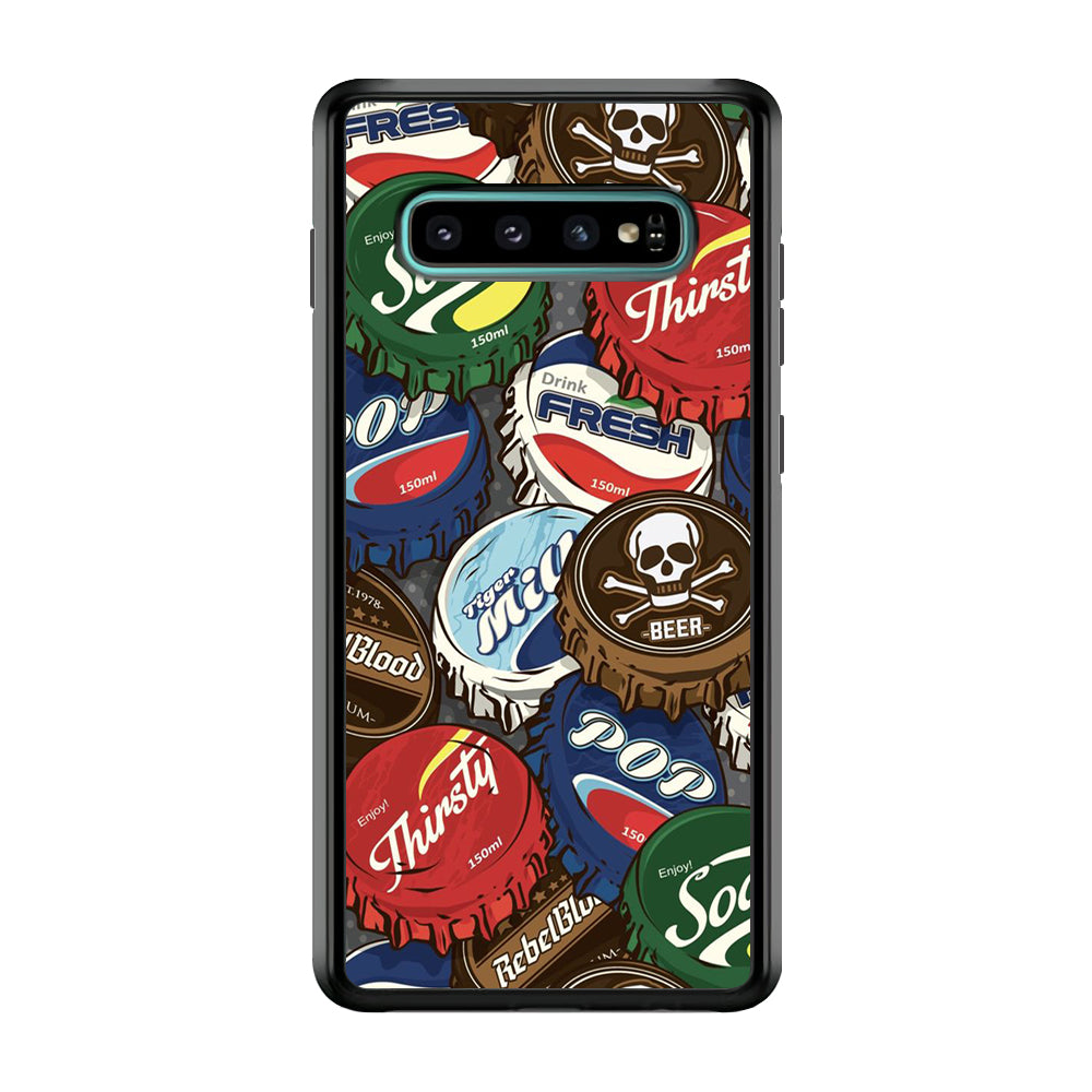 Bottle Cap Doodle Samsung Galaxy S10 Plus Case-Phone Case-Rubber Black (2D Case)-Altracase