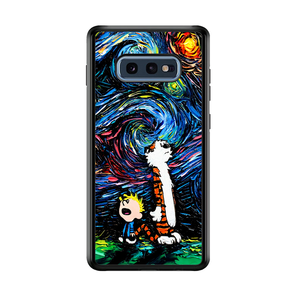 Calvin and Hobbes Starry Night Samsung Galaxy S10E Case-Phone Case-Rubber Black (2D Case)-Altracase