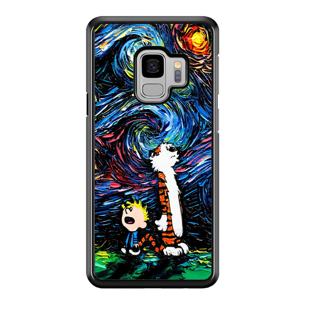 Calvin and Hobbes Starry Night Samsung Galaxy S9 Case-Phone Case-Rubber Black (2D Case)-Altracase