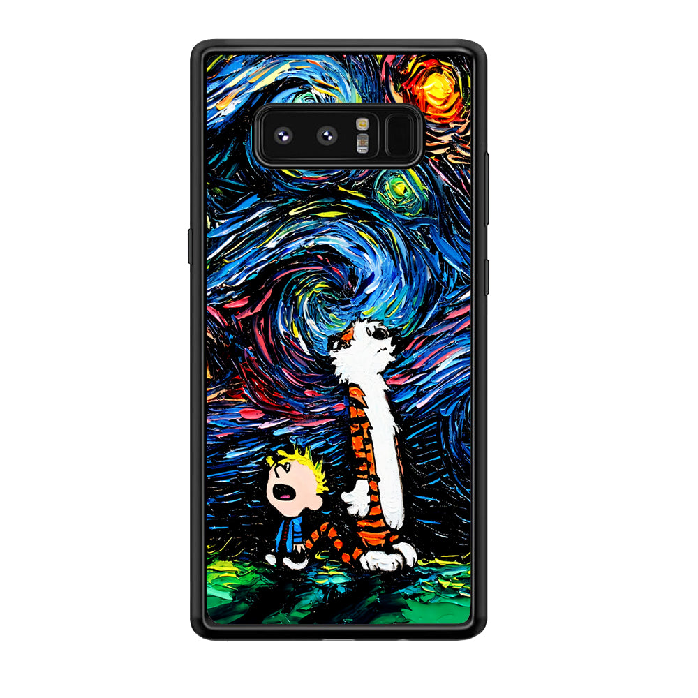 Calvin and Hobbes Starry Night Samsung Galaxy Note 8 Case-Phone Case-Rubber Black (2D Case)-Altracase
