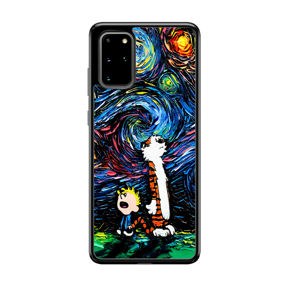 Calvin and Hobbes Starry Night Samsung Galaxy S20 Plus Case-Phone Case-Rubber Black (2D Case)-Altracase