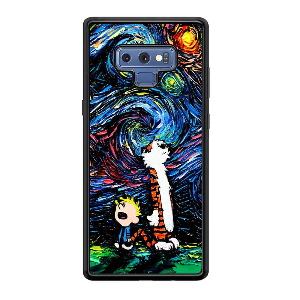 Calvin and Hobbes Starry Night Samsung Galaxy Note 9 Case-Phone Case-Rubber Black (2D Case)-Altracase