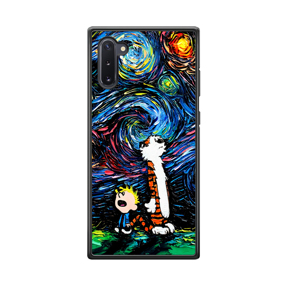 Calvin and Hobbes Starry Night Samsung Galaxy Note 10 Case-Phone Case-Rubber Black (2D Case)-Altracase
