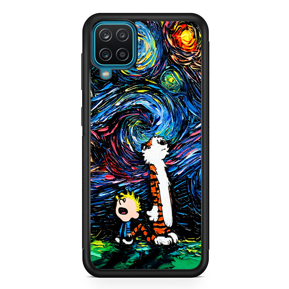 Calvin and Hobbes Starry Night Samsung Galaxy A12 Case-Phone Case-Rubber Black (2D Case)-Altracase