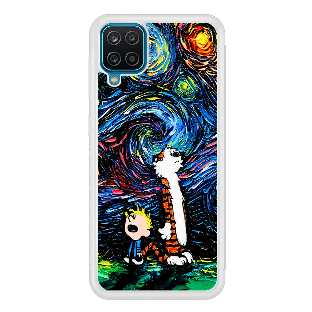 Calvin and Hobbes Starry Night Samsung Galaxy A12 Case-Phone Case-Rubber White (2D Case)-Altracase