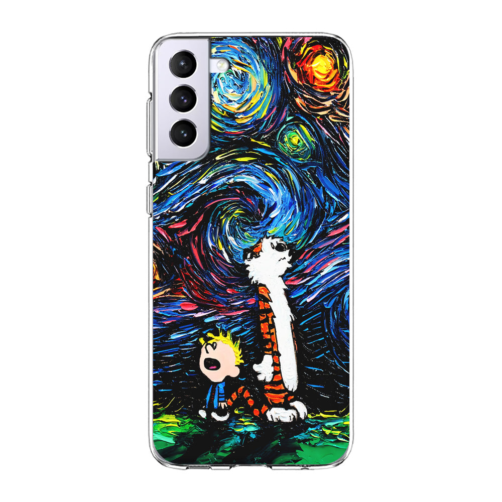 Calvin and Hobbes Starry Night Samsung Galaxy S21 Plus Case-Phone Case-Clear Soft Case-Altracase