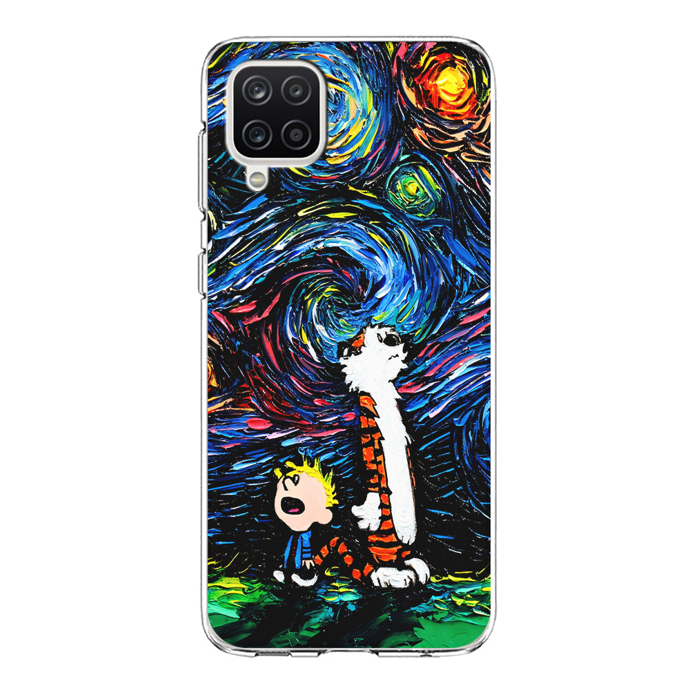 Calvin and Hobbes Starry Night Samsung Galaxy A12 Case-Phone Case-Clear Soft Case-Altracase