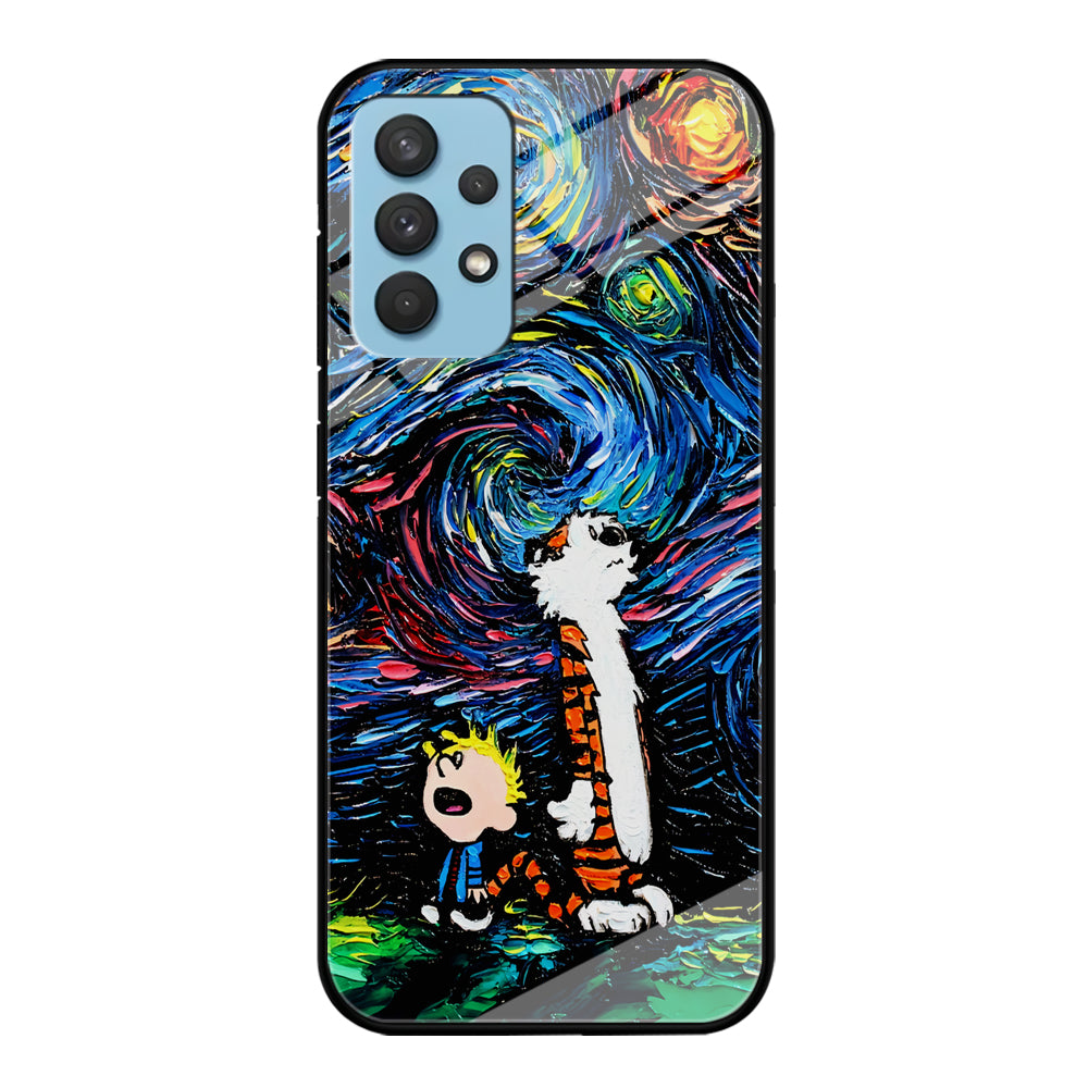 Calvin and Hobbes Starry Night Samsung Galaxy A32 Case-Phone Case-Tempered Glass Case-Altracase