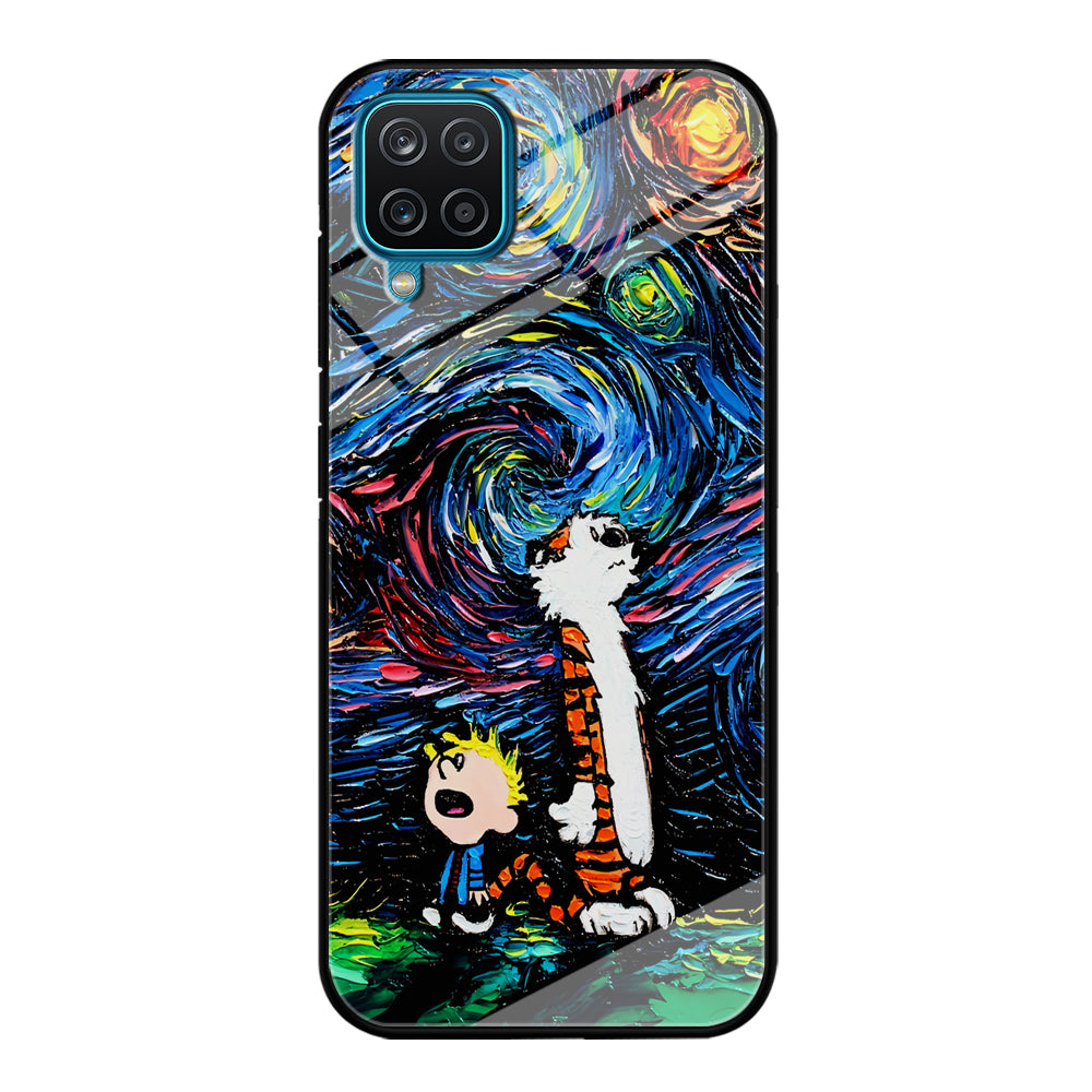 Calvin and Hobbes Starry Night Samsung Galaxy A12 Case-Phone Case-Tempered Glass Case-Altracase