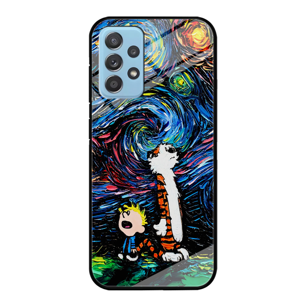 Calvin and Hobbes Starry Night Samsung Galaxy A72 Case-Phone Case-Tempered Glass Case-Altracase