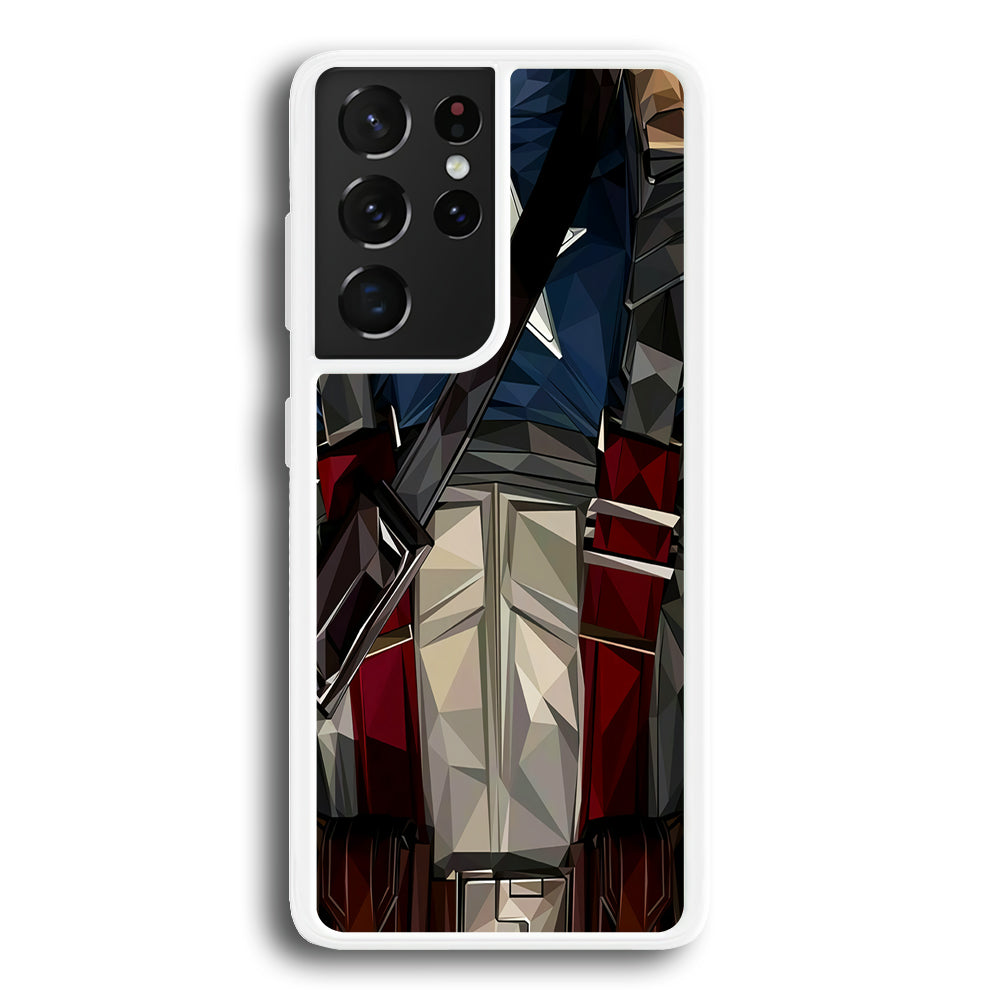 Captain America Costume Suit Samsung Galaxy S21 Ultra Case-Phone Case-Rubber White (2D Case)-Altracase