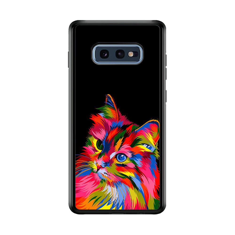 Cat Colorful Art Painting Samsung Galaxy S10E Case-Phone Case-Rubber Black (2D Case)-Altracase