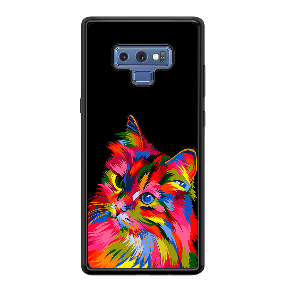 Cat Colorful Art Painting Samsung Galaxy Note 9 Case-Phone Case-Rubber Black (2D Case)-Altracase