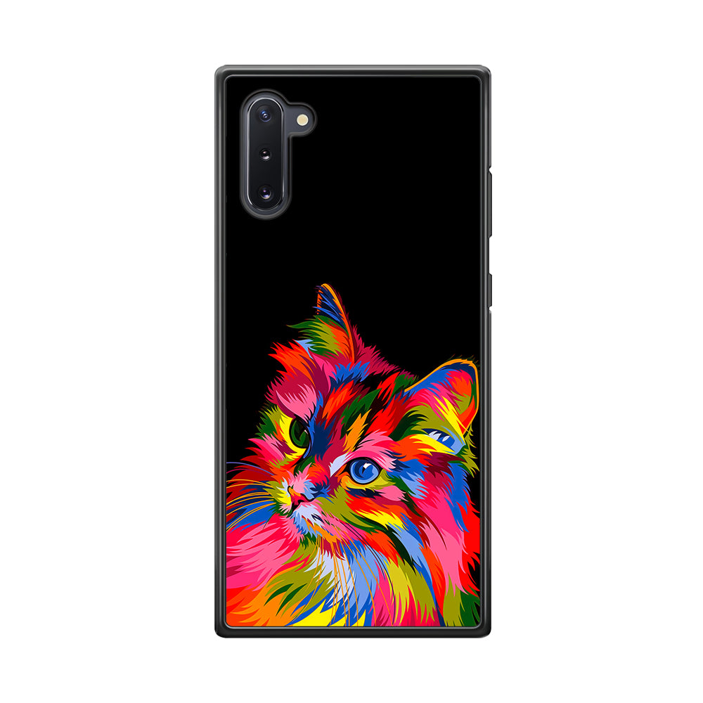 Cat Colorful Art Painting Samsung Galaxy Note 10 Case-Phone Case-Rubber Black (2D Case)-Altracase