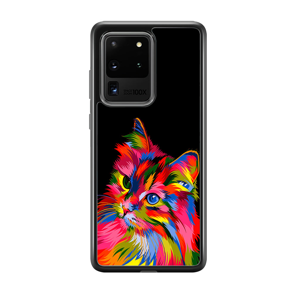Cat Colorful Art Painting Samsung Galaxy S20 Ultra Case-Phone Case-Rubber Black (2D Case)-Altracase