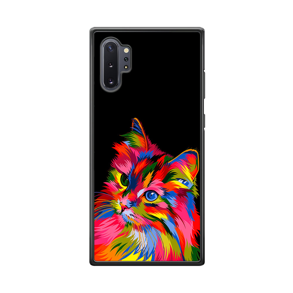 Cat Colorful Art Painting Samsung Galaxy Note 10 Plus Case-Phone Case-Rubber Black (2D Case)-Altracase