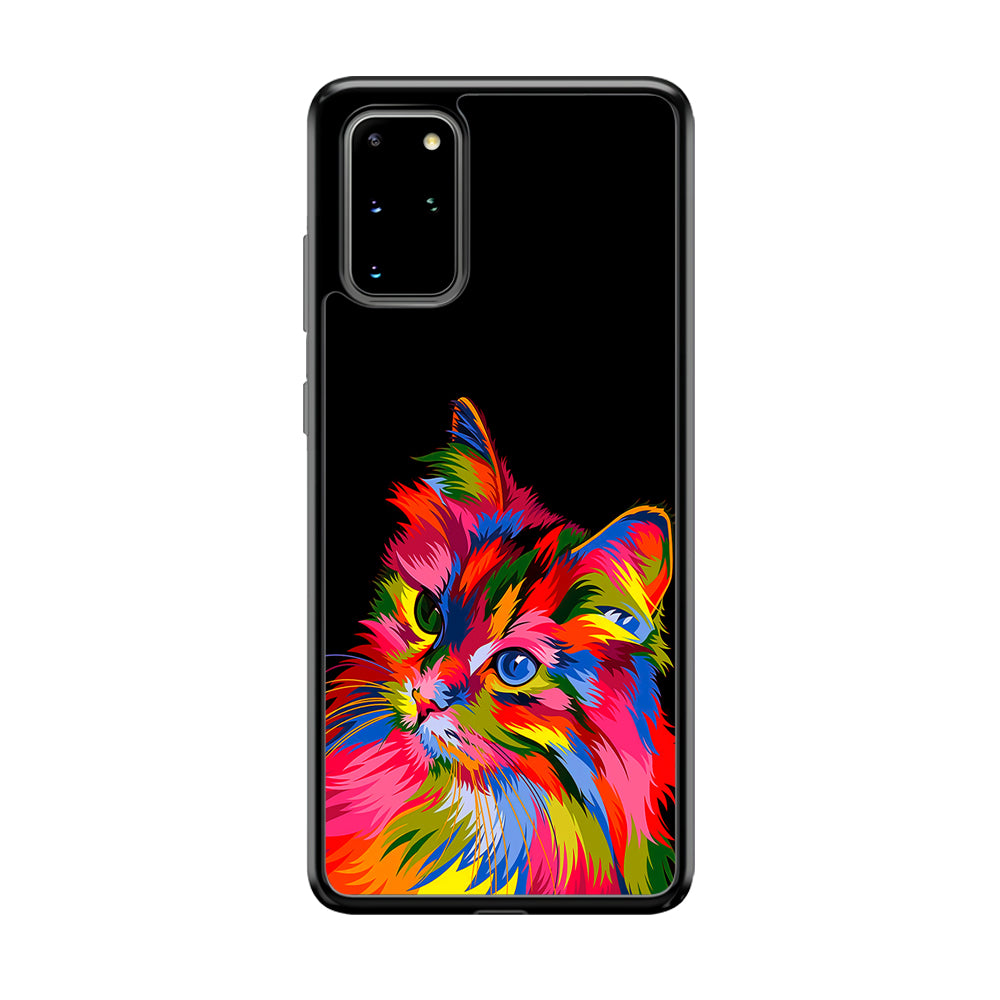 Cat Colorful Art Painting Samsung Galaxy S20 Plus Case-Phone Case-Rubber Black (2D Case)-Altracase