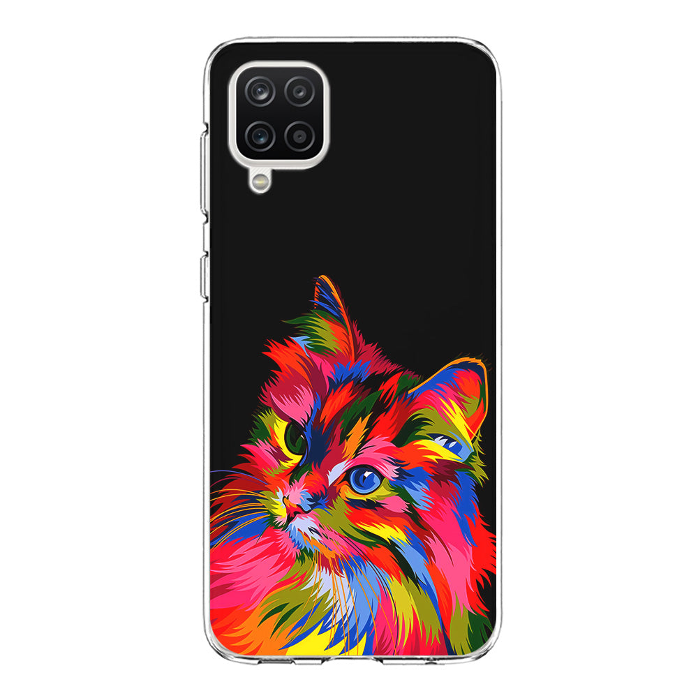 Cat Colorful Art Painting Samsung Galaxy A12 Case-Phone Case-Clear Soft Case-Altracase