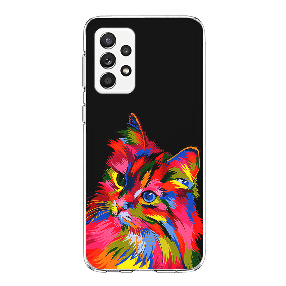 Cat Colorful Art Painting Samsung Galaxy A52 Case-Phone Case-Clear Soft Case-Altracase