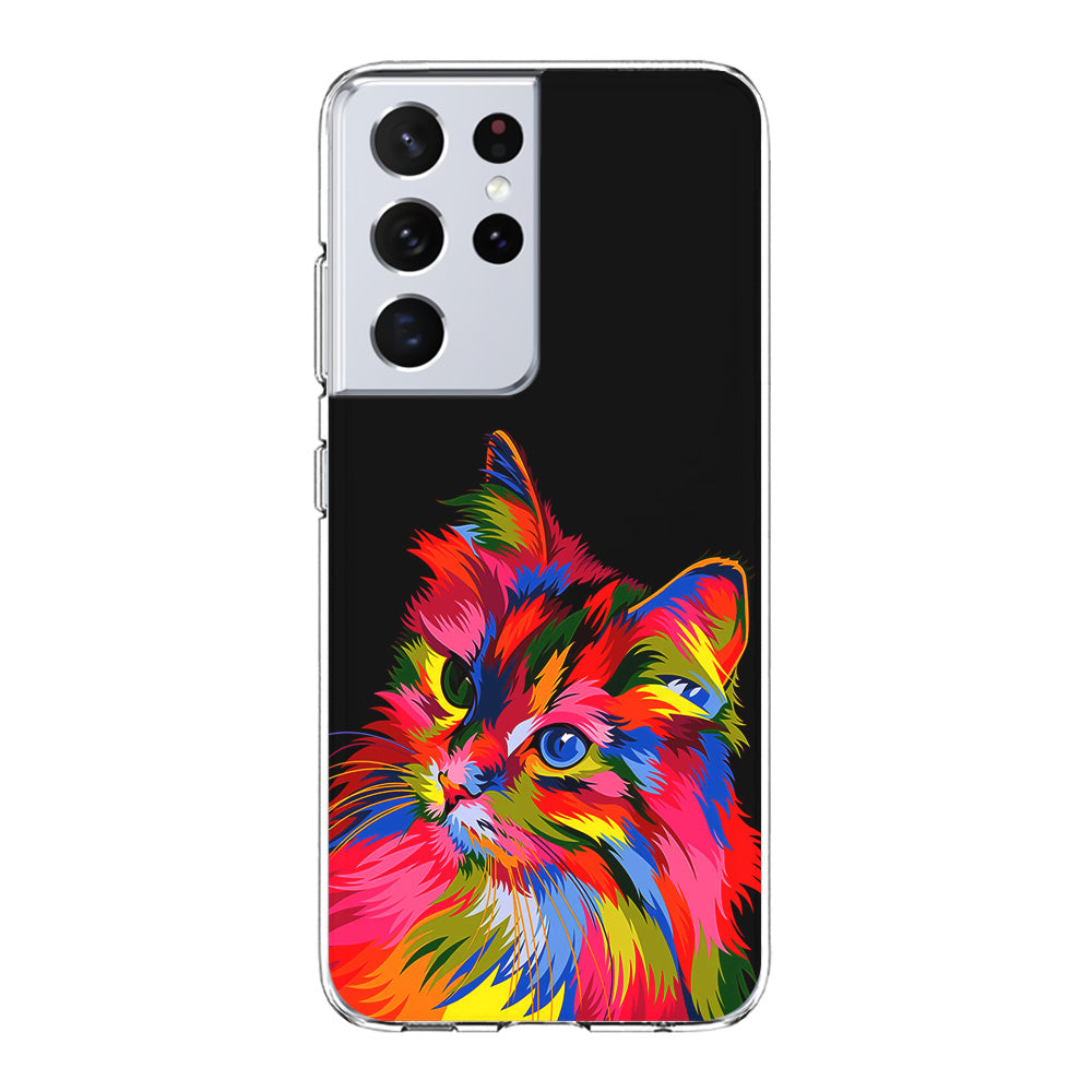 Cat Colorful Art Painting Samsung Galaxy S21 Ultra Case-Phone Case-Clear Soft Case-Altracase