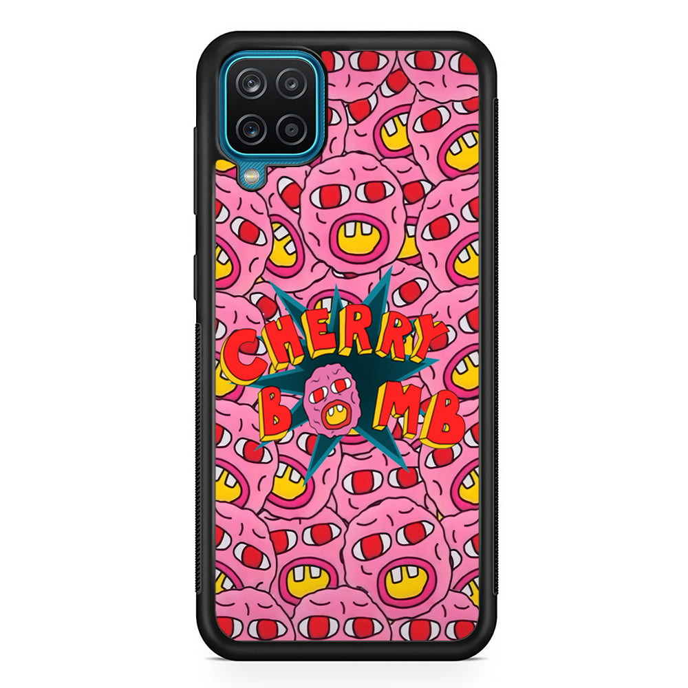 Cherry Bomb Face Sticker Samsung Galaxy A12 Case-Phone Case-Rubber Black (2D Case)-Altracase
