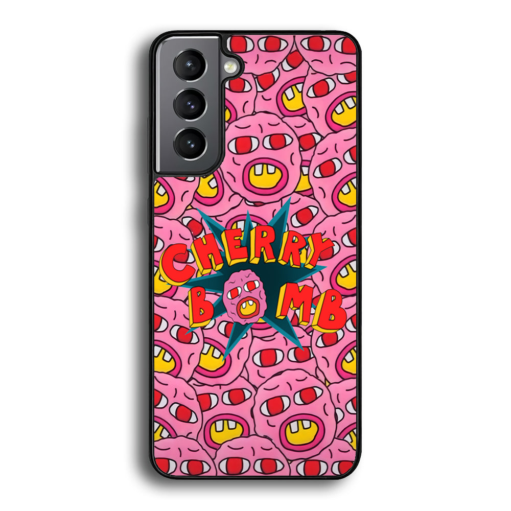 Cherry Bomb Face Sticker Samsung Galaxy S21 Case-Phone Case-Rubber Black (2D Case)-Altracase