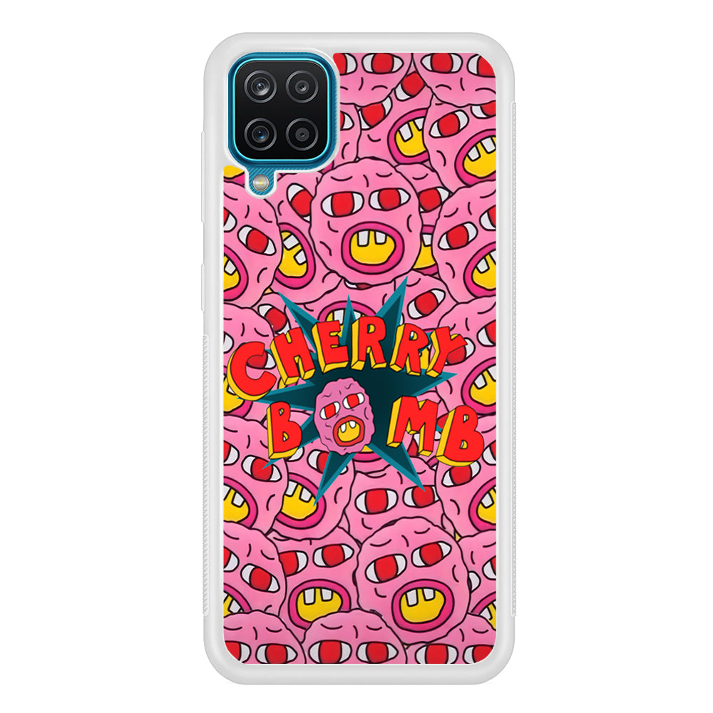 Cherry Bomb Face Sticker Samsung Galaxy A12 Case-Phone Case-Rubber White (2D Case)-Altracase