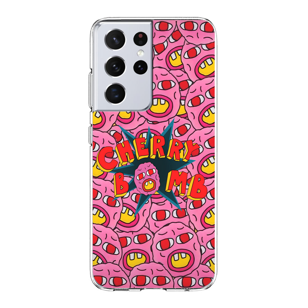 Cherry Bomb Face Sticker Samsung Galaxy S21 Ultra Case-Phone Case-Clear Soft Case-Altracase