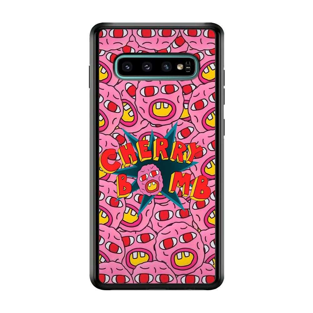 Cherry Bomb Face Sticker Samsung Galaxy S10 Plus Case-Phone Case-Rubber Black (2D Case)-Altracase