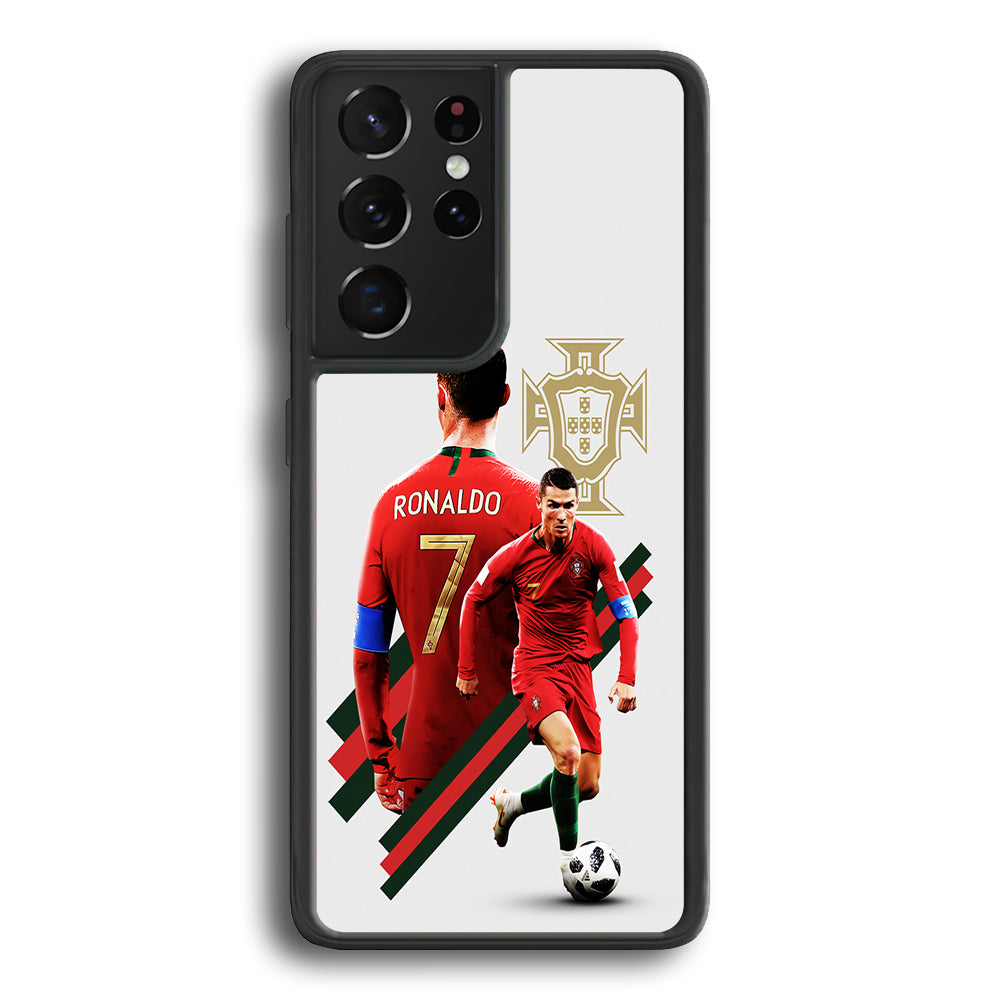 Cristiano Ronaldo Portugal Samsung Galaxy S21 Ultra Case-Phone Case-Rubber Black (2D Case)-Altracase