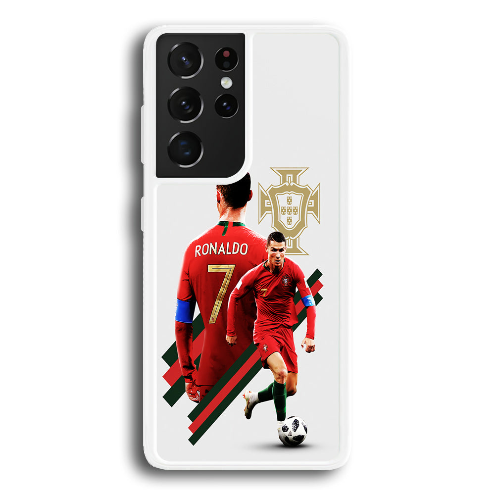 Cristiano Ronaldo Portugal Samsung Galaxy S21 Ultra Case-Phone Case-Rubber White (2D Case)-Altracase