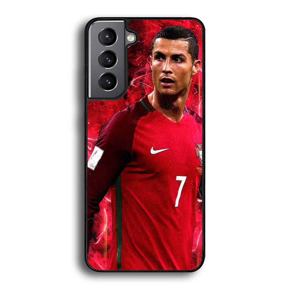 Cristiano Ronaldo Red Aesthetic Samsung Galaxy S21 Plus Case-Phone Case-Rubber Black (2D Case)-Altracase