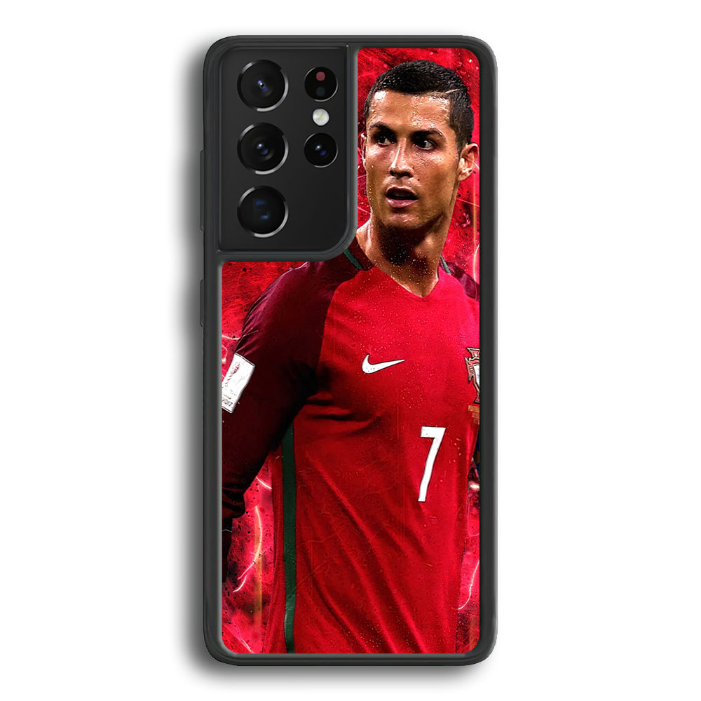 Cristiano Ronaldo Red Aesthetic Samsung Galaxy S21 Ultra Case-Phone Case-Rubber Black (2D Case)-Altracase