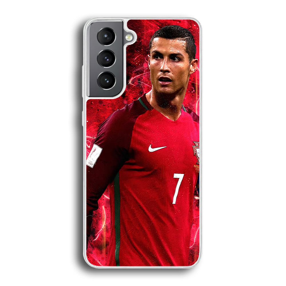Cristiano Ronaldo Red Aesthetic Samsung Galaxy S21 Plus Case-Phone Case-Rubber White (2D Case)-Altracase