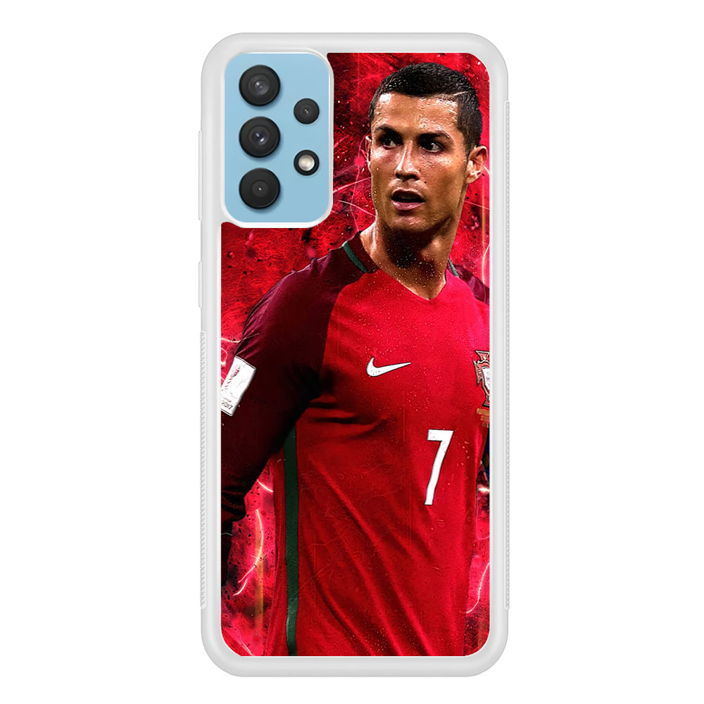 Cristiano Ronaldo Red Aesthetic Samsung Galaxy A32 Case-Phone Case-Rubber White (2D Case)-Altracase