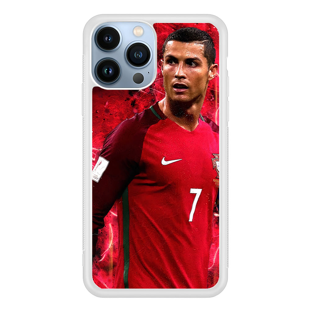 Cristiano Ronaldo Red Aesthetic iPhone 14 Pro Case-Phone Case-Rubber White (2D Case)-Altracase
