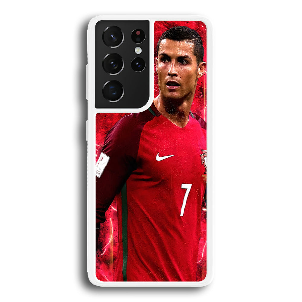 Cristiano Ronaldo Red Aesthetic Samsung Galaxy S21 Ultra Case-Phone Case-Rubber White (2D Case)-Altracase