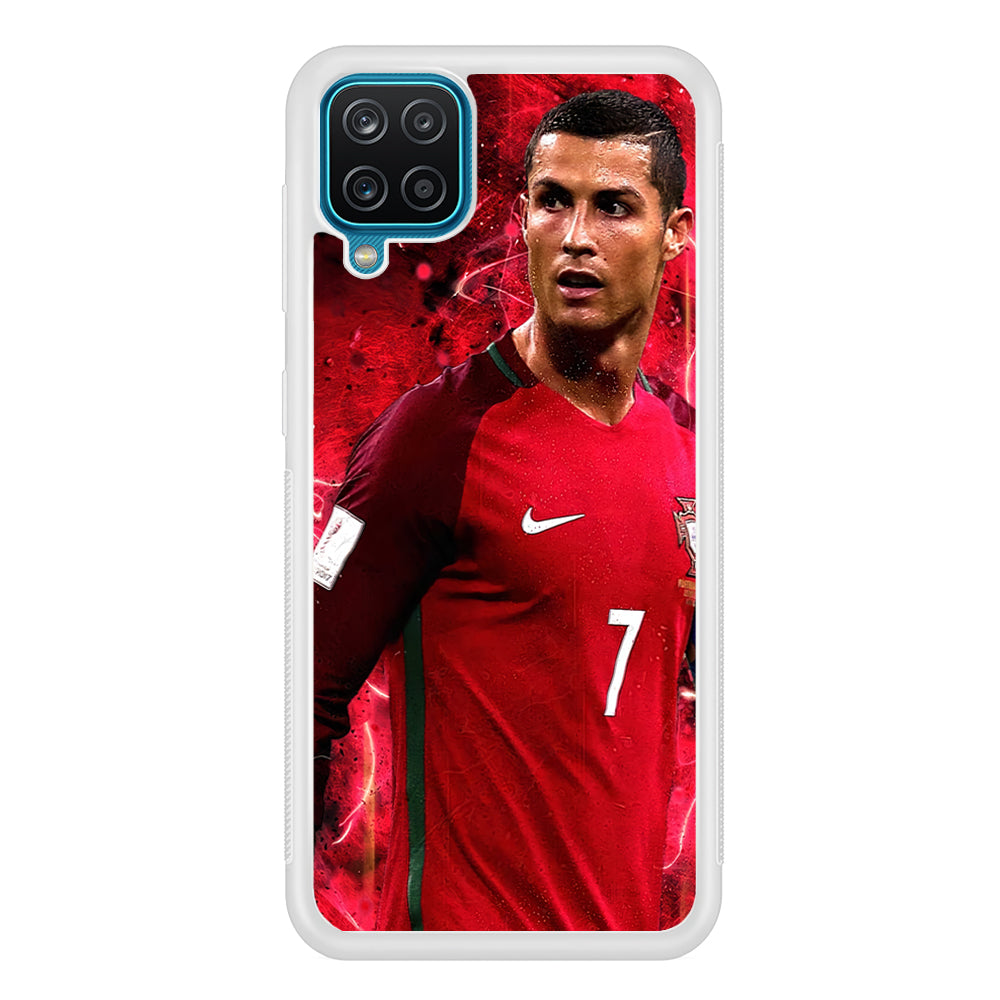 Cristiano Ronaldo Red Aesthetic Samsung Galaxy A12 Case-Phone Case-Rubber White (2D Case)-Altracase