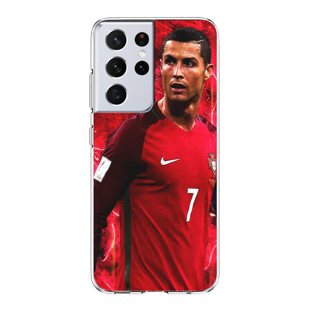 Cristiano Ronaldo Red Aesthetic Samsung Galaxy S21 Ultra Case-Phone Case-Clear Soft Case-Altracase