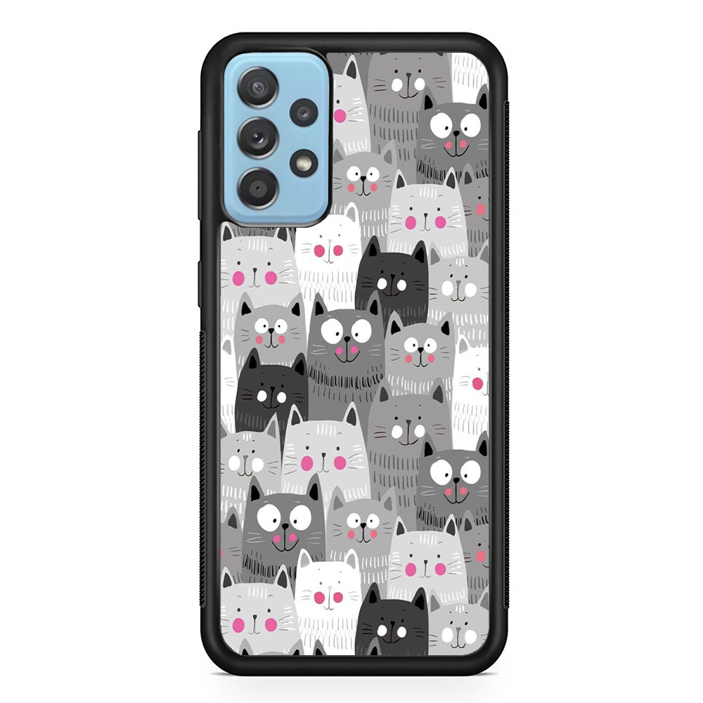 Cute Cat 001 Samsung Galaxy A52 Case-Phone Case-Rubber Black (2D Case)-Altracase