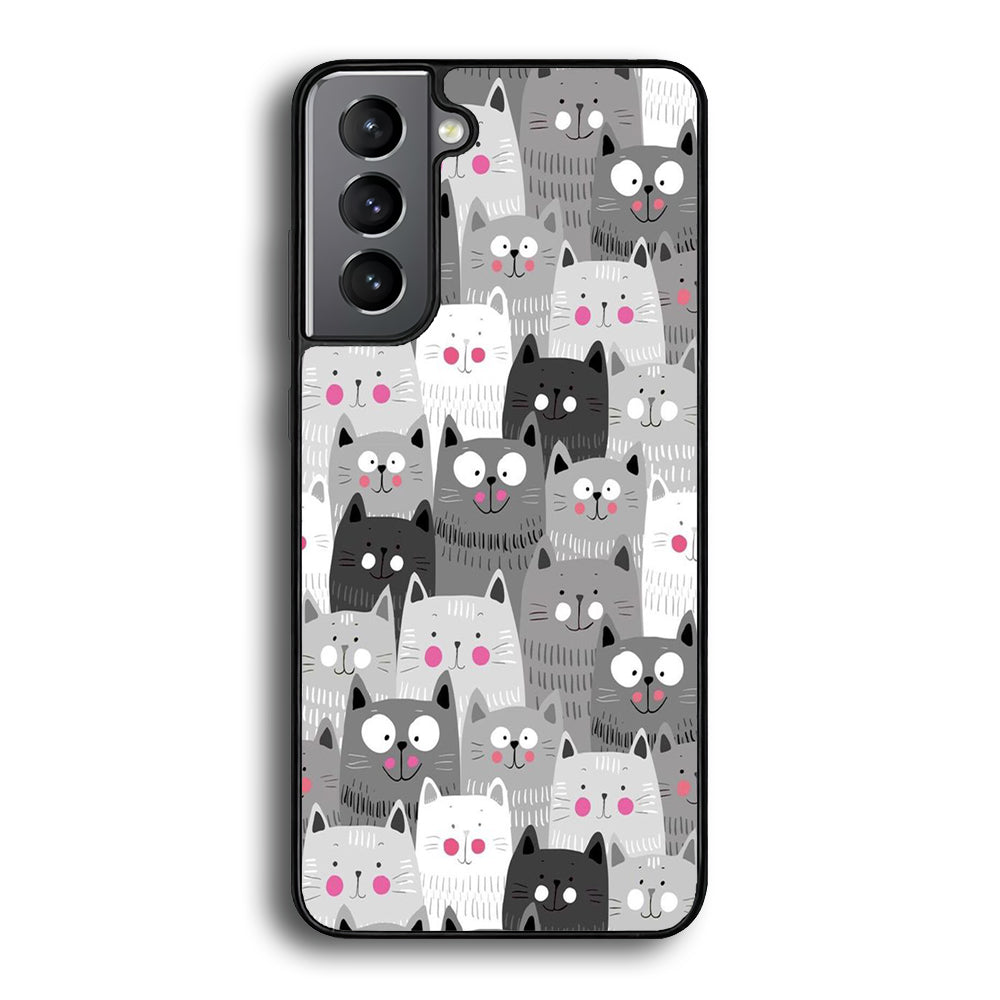 Cute Cat 001 Samsung Galaxy S21 Case-Phone Case-Rubber Black (2D Case)-Altracase