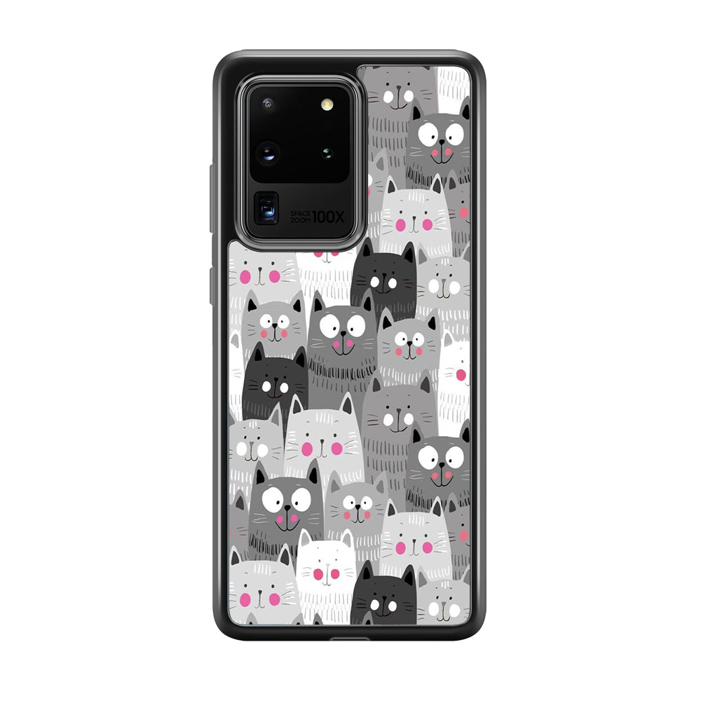 Cute Cat 001 Samsung Galaxy S20 Ultra Case-Phone Case-Rubber Black (2D Case)-Altracase