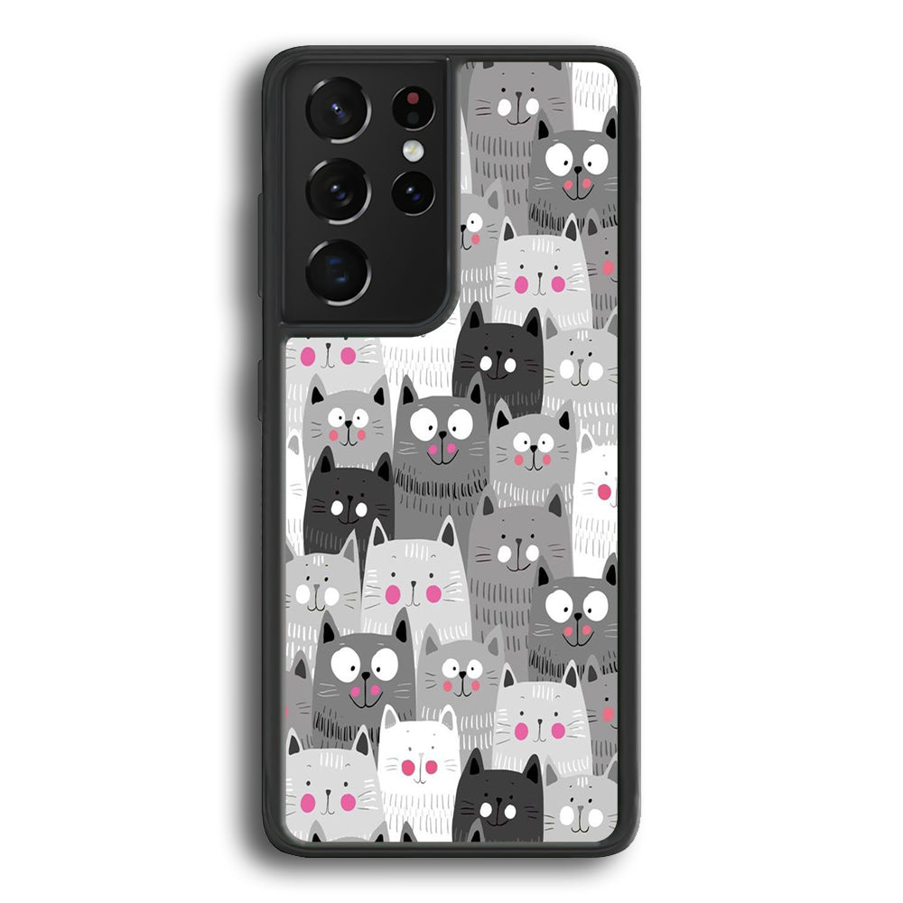 Cute Cat 001 Samsung Galaxy S21 Ultra Case-Phone Case-Rubber Black (2D Case)-Altracase