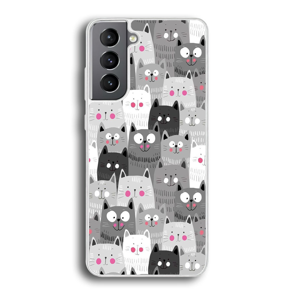 Cute Cat 001 Samsung Galaxy S21 Plus Case-Phone Case-Rubber White (2D Case)-Altracase