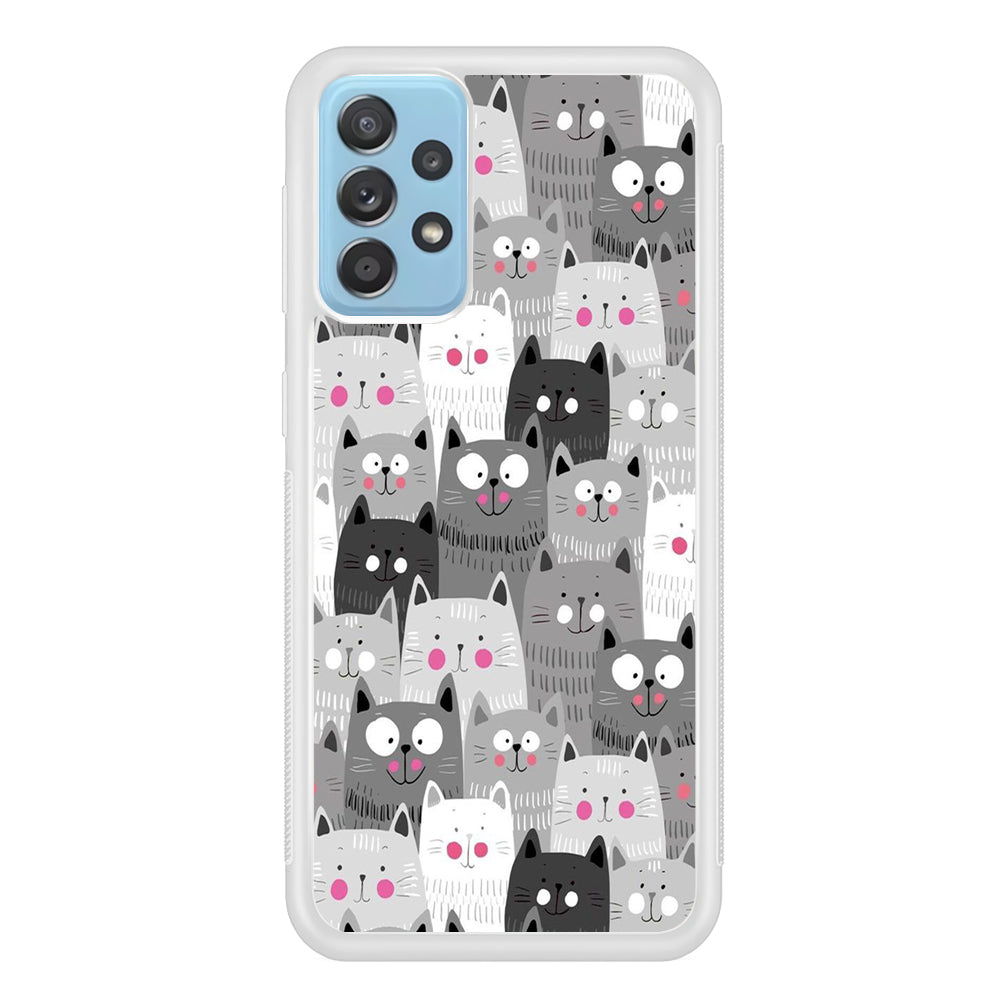 Cute Cat 001 Samsung Galaxy A52 Case-Phone Case-Rubber White (2D Case)-Altracase