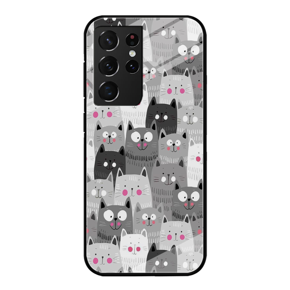 Cute Cat 001 Samsung Galaxy S21 Ultra Case-Phone Case-Tempered Glass Case-Altracase