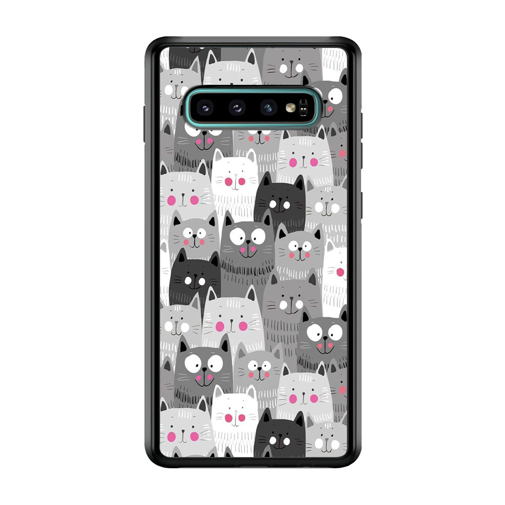 Cute Cat 001 Samsung Galaxy S10 Plus Case-Phone Case-Rubber Black (2D Case)-Altracase